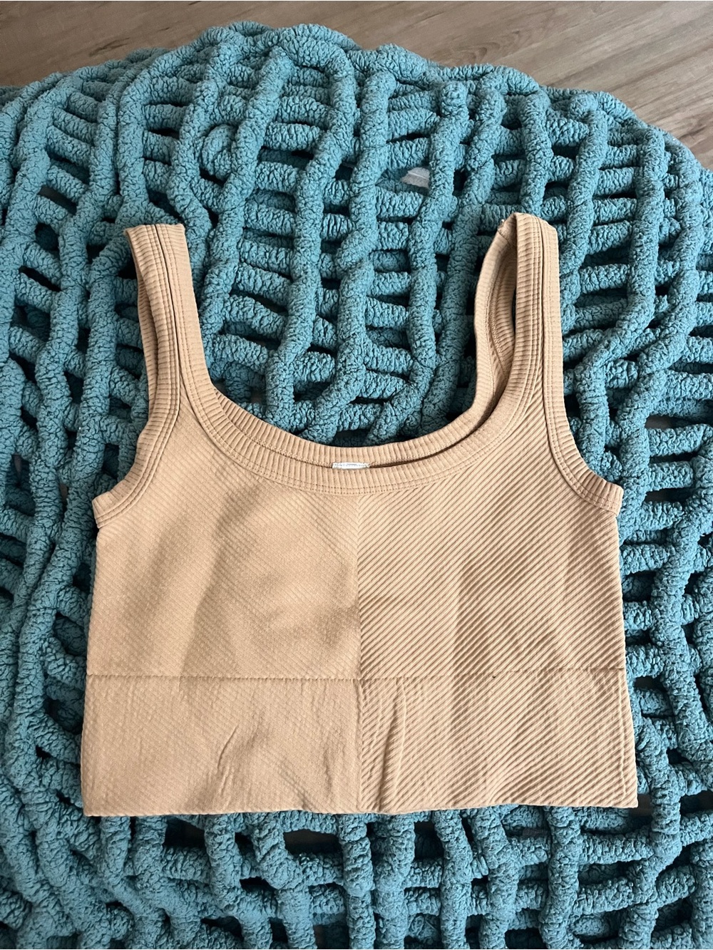 Nikibiki Tan Ribbed Scoop-Neck Cropped Tank